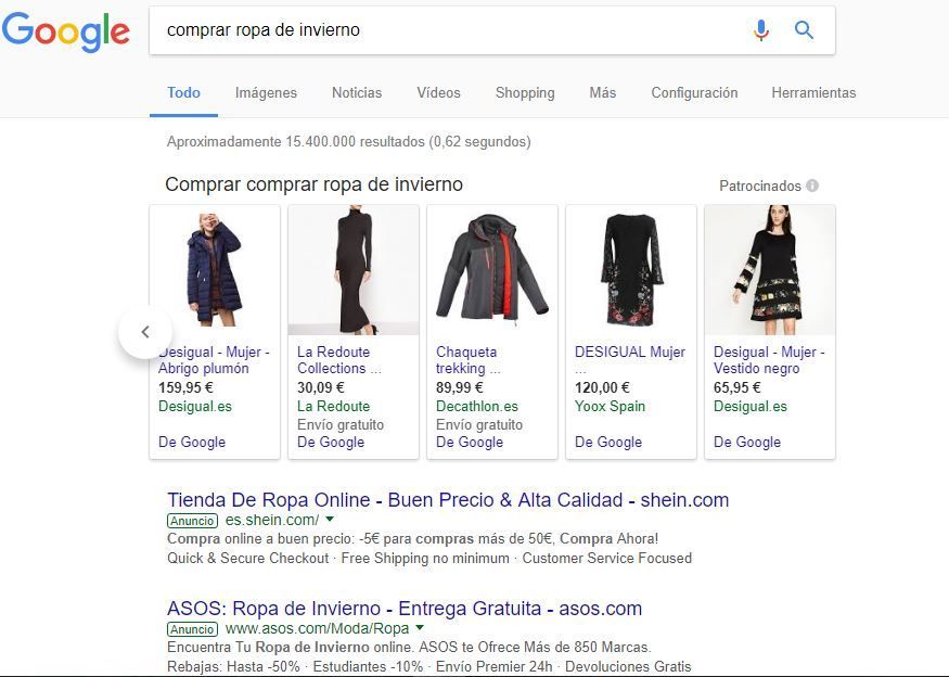 Cambios en los resultados de Google Shopping
