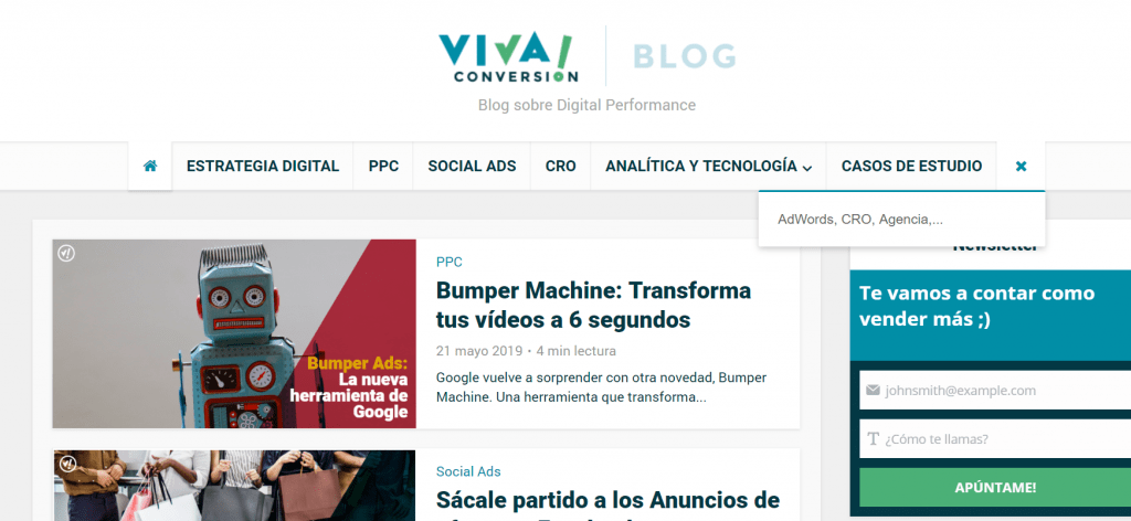 Buscador interno Viva! Conversion Blog
