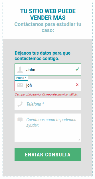 Ejemplo de formulario en vivaconversion.es
